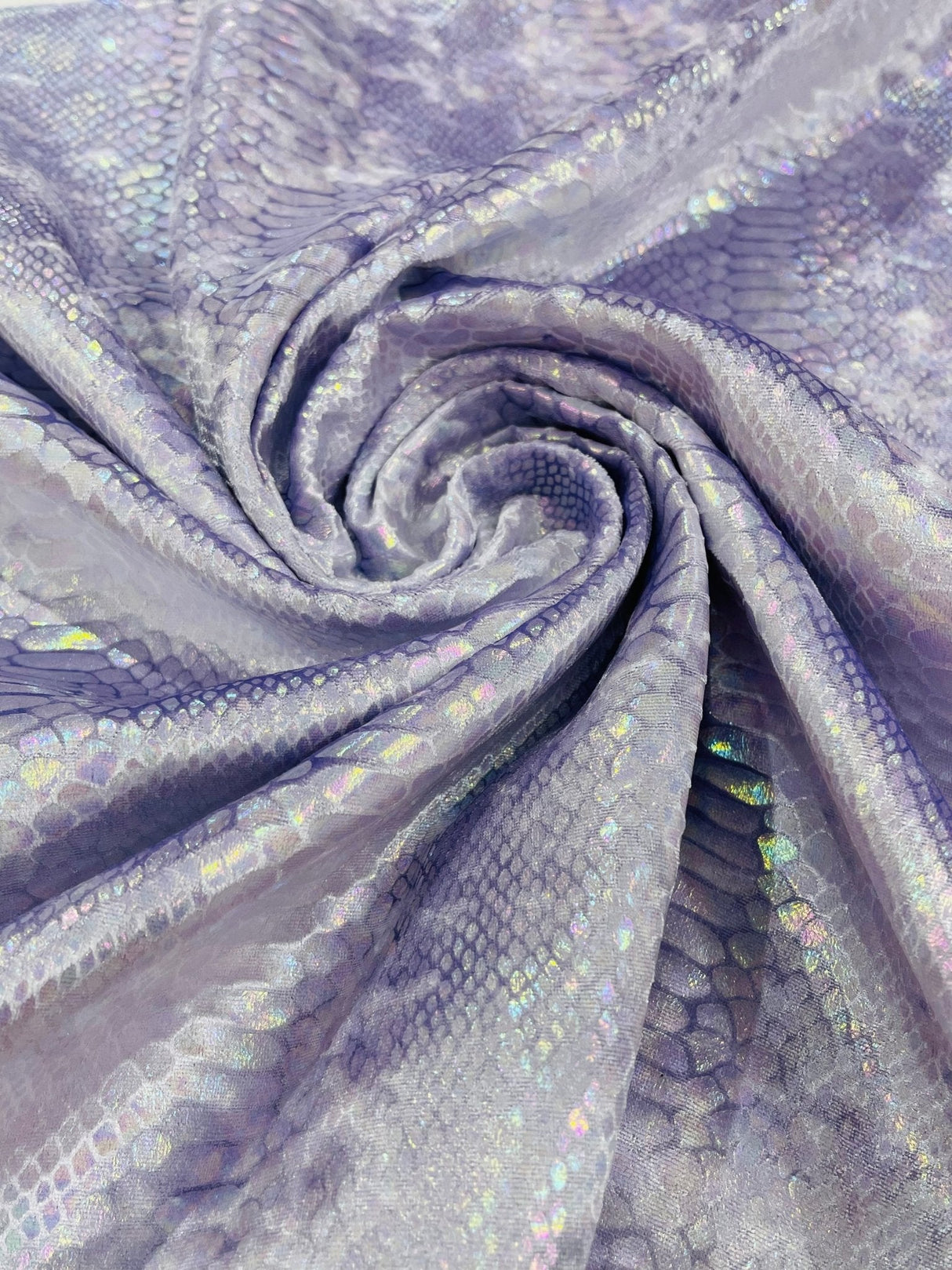 Snake Foil Stretch Velvet Fabric - Iridescent Snake Print, 58" Width (1 Yard)