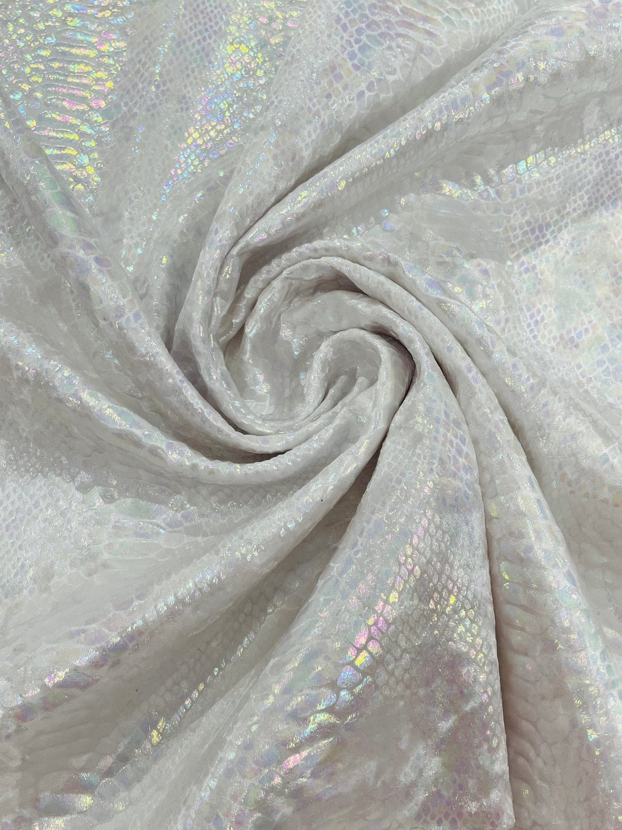 Snake Foil Stretch Velvet Fabric - Iridescent Snake Print, 58" Width (1 Yard)