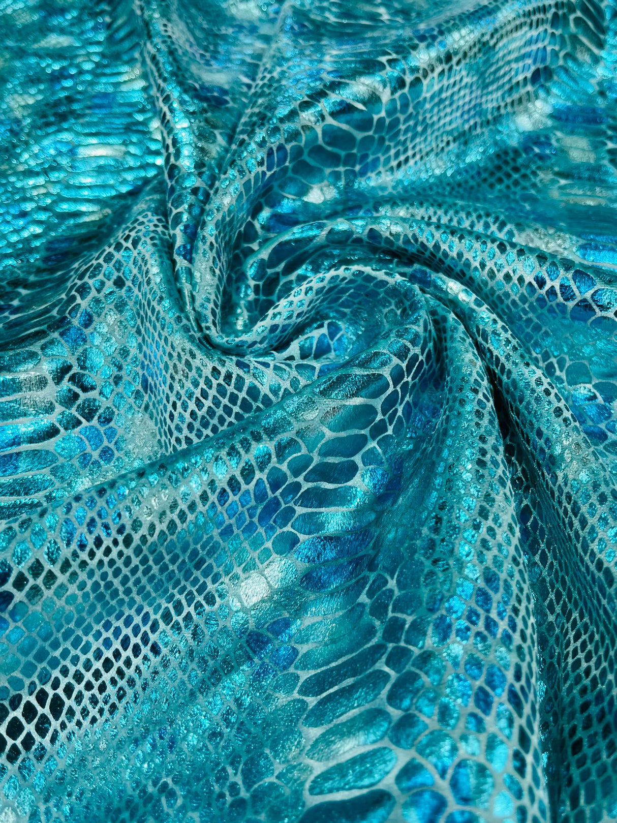Snake Foil Stretch Velvet Fabric - Iridescent Snake Print, 58" Width (1 Yard)
