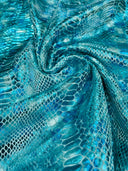 Snake Foil Stretch Velvet Fabric - Iridescent Snake Print, 58" Width (1 Yard)