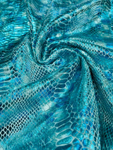 Snake Foil Stretch Velvet Fabric - Iridescent Snake Print, 58" Width (1 Yard)