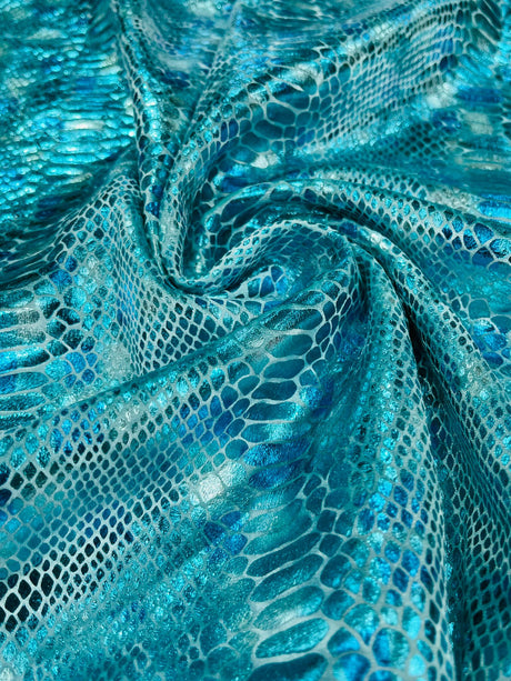 Snake Foil Stretch Velvet Fabric - Iridescent Snake Print, 58" Width (1 Yard)
