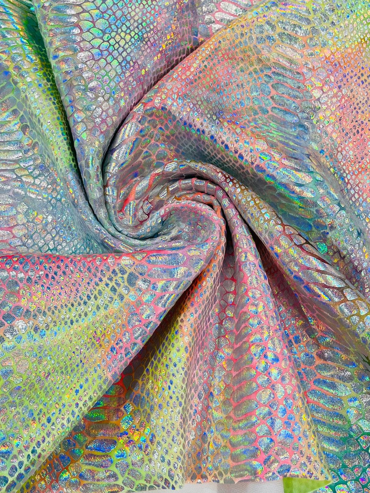 Snake Foil Stretch Velvet Fabric - Iridescent Snake Print, 58" Width (1 Yard)