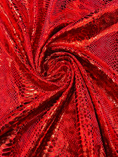Snake Foil Stretch Velvet Fabric - Iridescent Snake Print, 58" Width (1 Yard)