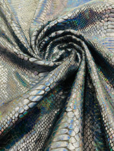 Snake Foil Stretch Velvet Fabric - Iridescent Snake Print, 58" Width (1 Yard)