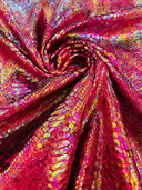 Snake Foil Stretch Velvet Fabric - Iridescent Snake Print, 58" Width (1 Yard)