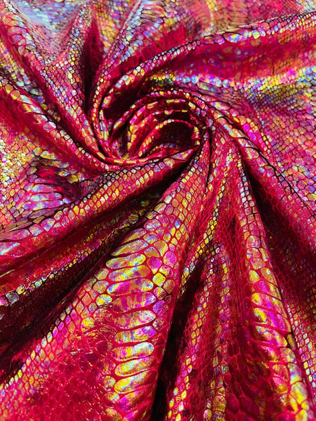 Snake Foil Stretch Velvet Fabric - Iridescent Snake Print, 58" Width (1 Yard)