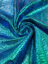 Snake Foil Stretch Velvet Fabric - Iridescent Snake Print, 58" Width (1 Yard)