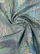 Snake Foil Stretch Velvet Fabric - Iridescent Snake Print, 58" Width (1 Yard)