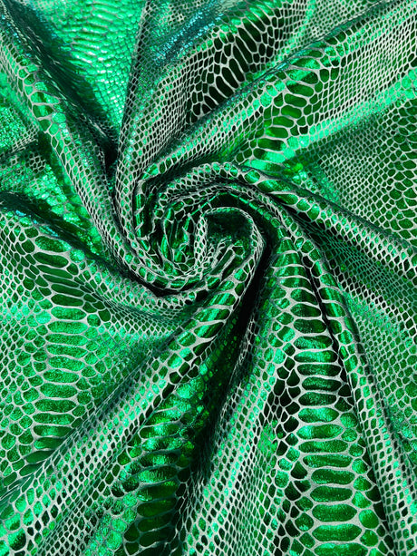 Snake Foil Stretch Velvet Fabric - Iridescent Snake Print, 58" Width (1 Yard)