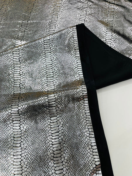 Snake Foil Stretch Velvet Fabric - Iridescent Snake Print, 58" Width (1 Yard)