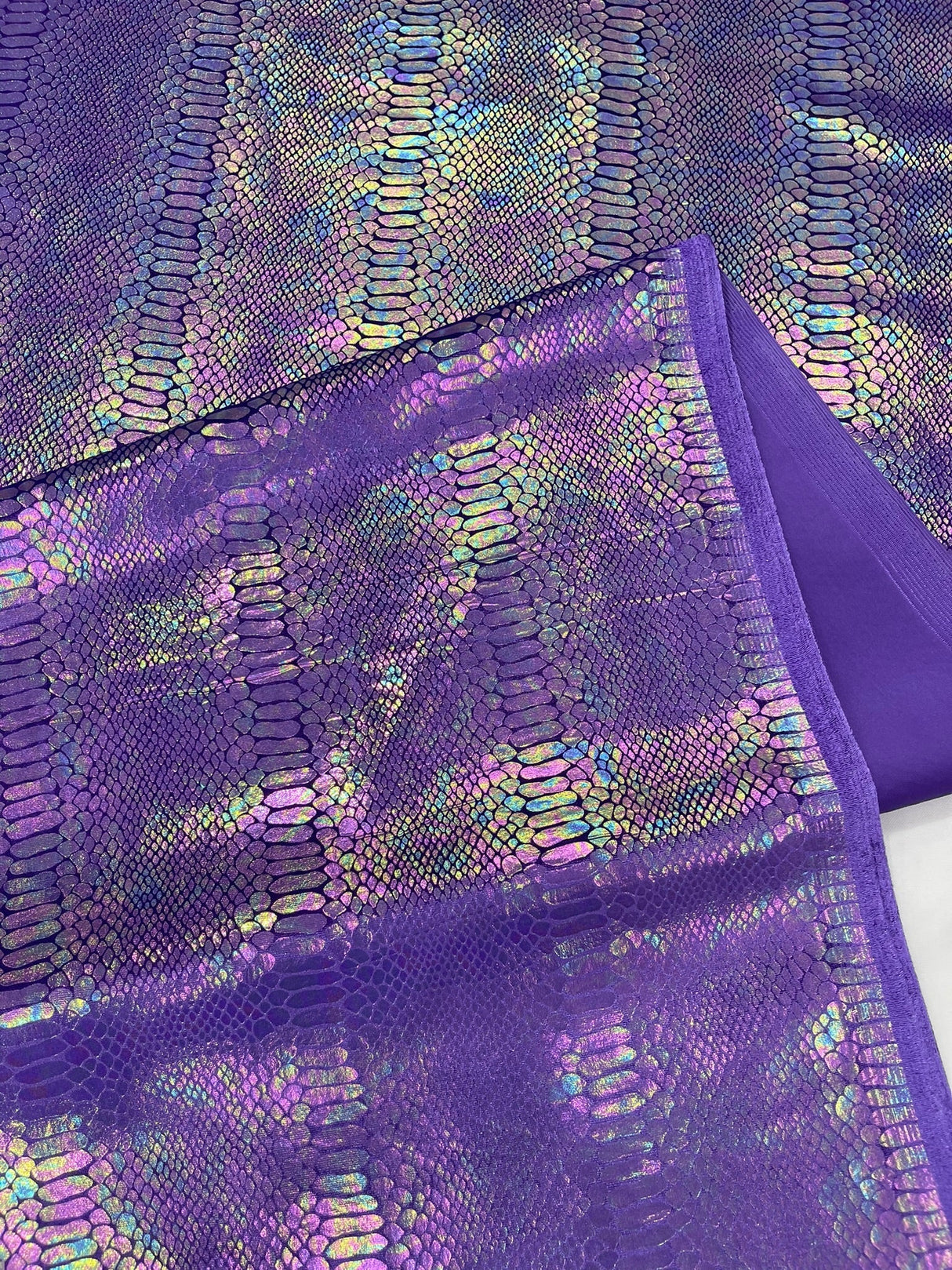 Snake Foil Stretch Velvet Fabric - Iridescent Snake Print, 58" Width (1 Yard)