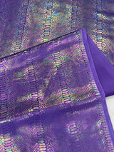 Snake Foil Stretch Velvet Fabric - Iridescent Snake Print, 58" Width (1 Yard)