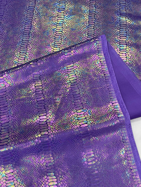 Snake Foil Stretch Velvet Fabric - Iridescent Snake Print, 58" Width (1 Yard)