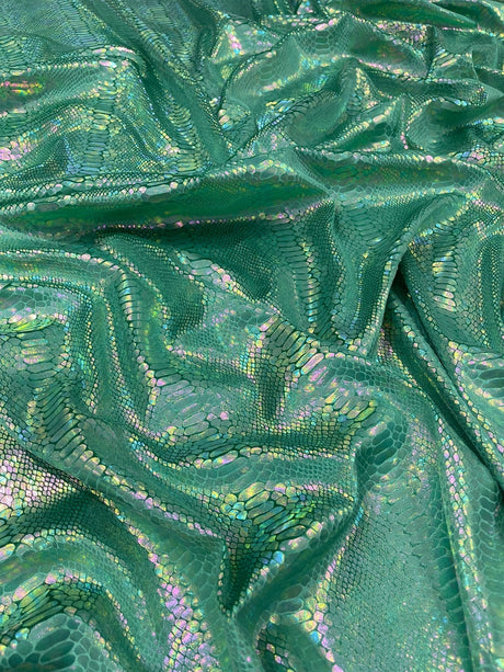 Snake Foil Stretch Velvet Fabric - Iridescent Snake Print, 58" Width (1 Yard)