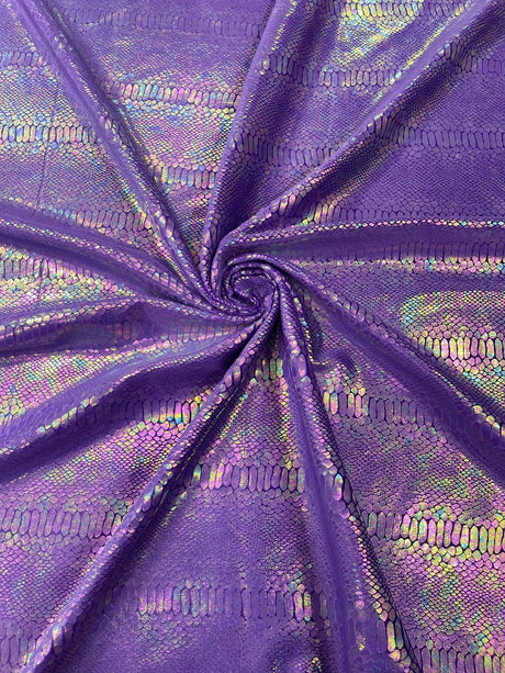 Snake Foil Stretch Velvet Fabric - Iridescent Snake Print, 58" Width (1 Yard)