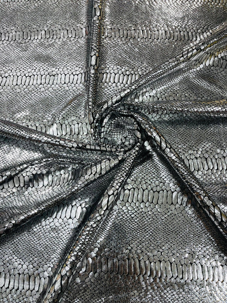 Snake Foil Stretch Velvet Fabric - Iridescent Snake Print, 58" Width (1 Yard)