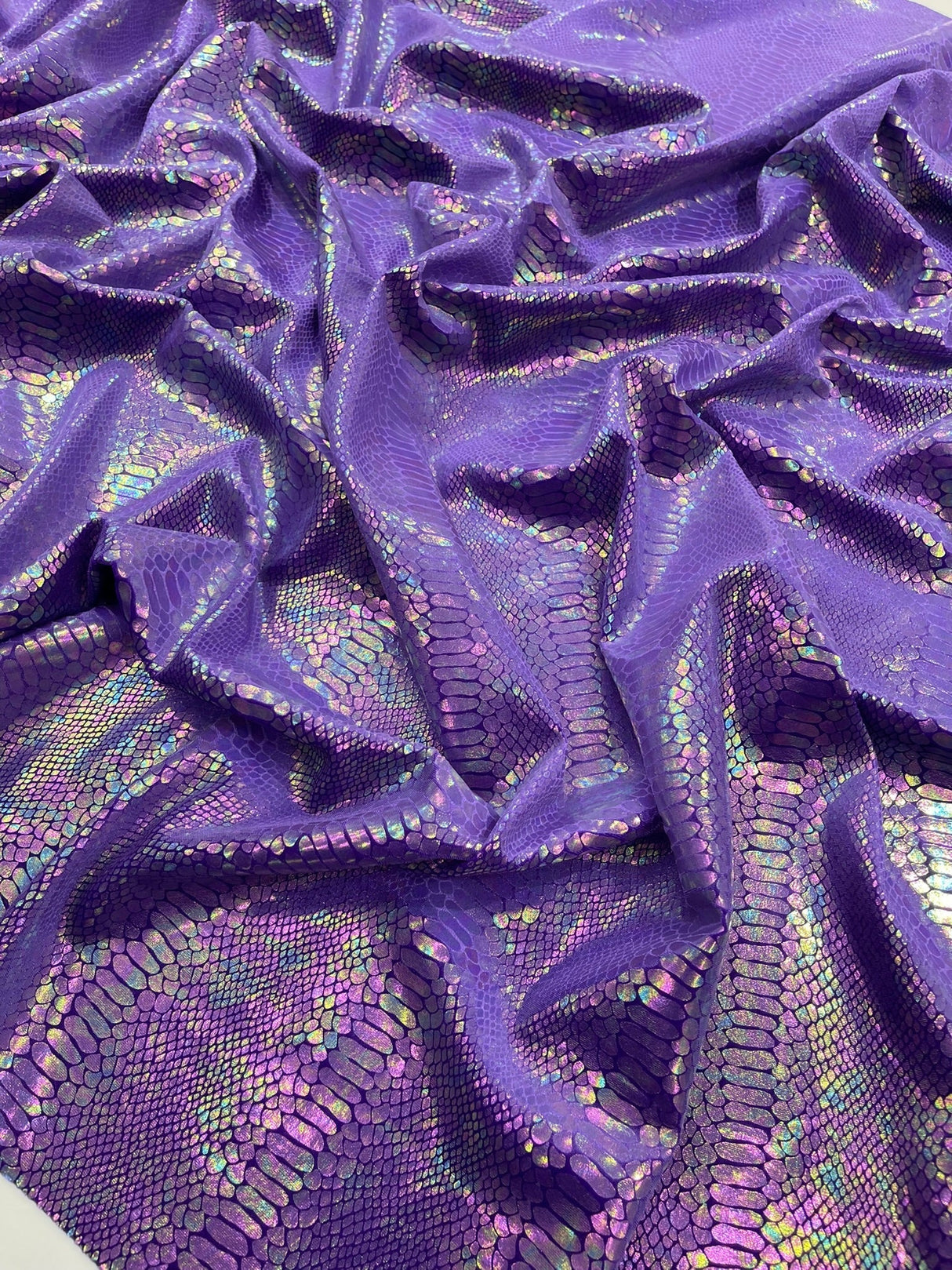 Snake Foil Stretch Velvet Fabric - Iridescent Snake Print, 58" Width (1 Yard)