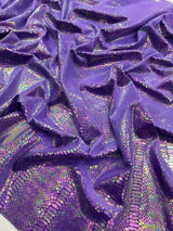 Snake Foil Stretch Velvet Fabric - Iridescent Snake Print, 58" Width (1 Yard)