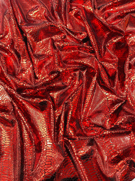 Snake Foil Stretch Velvet Fabric - Iridescent Snake Print, 58" Width (1 Yard)