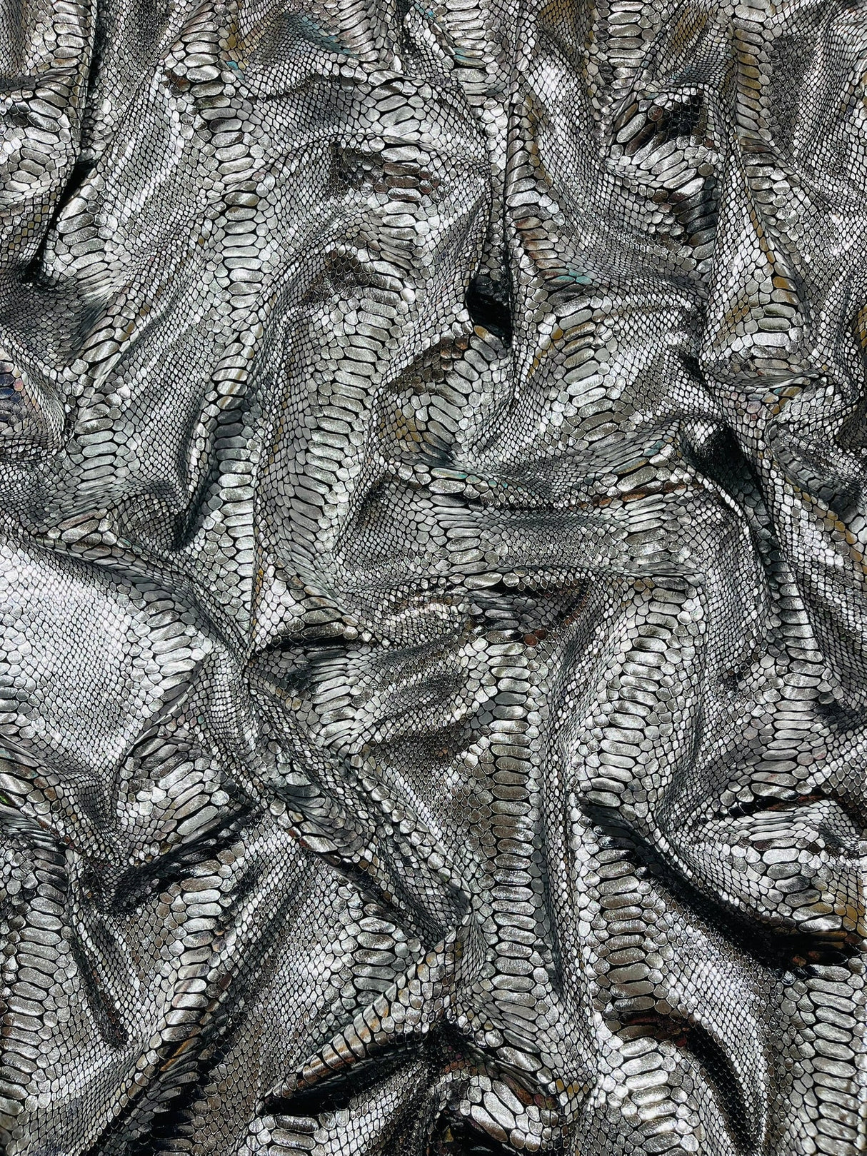 Snake Foil Stretch Velvet Fabric - Iridescent Snake Print, 58" Width (1 Yard)