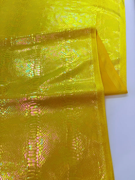 Snake Foil Stretch Velvet Fabric - Iridescent Snake Print, 58" Width (1 Yard)
