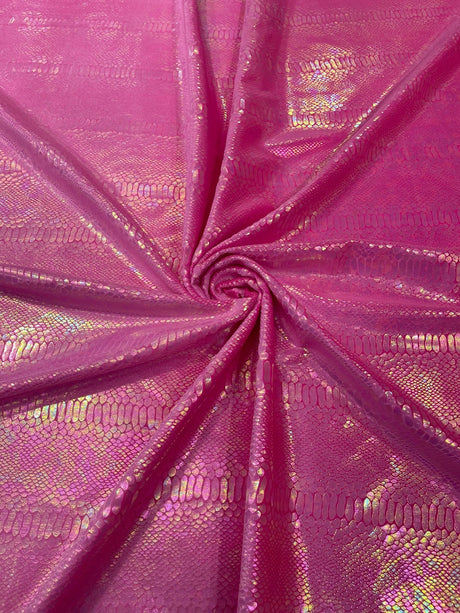 Snake Foil Stretch Velvet Fabric - Iridescent Snake Print, 58" Width (1 Yard)