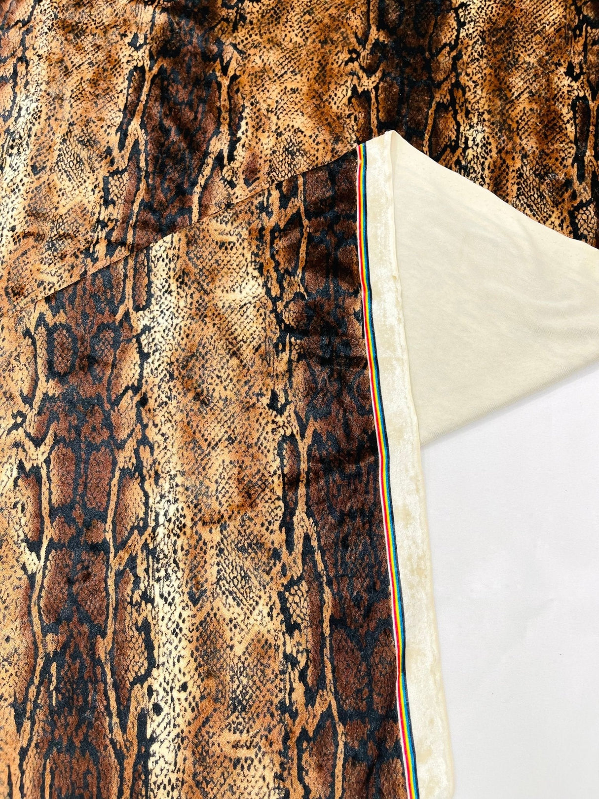 Snake Print Stretch Velvet Fabric - Brown Snake Print, 58" Width (1 Yard)