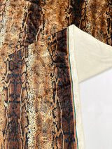 Snake Print Stretch Velvet Fabric - Brown Snake Print, 58" Width (1 Yard)