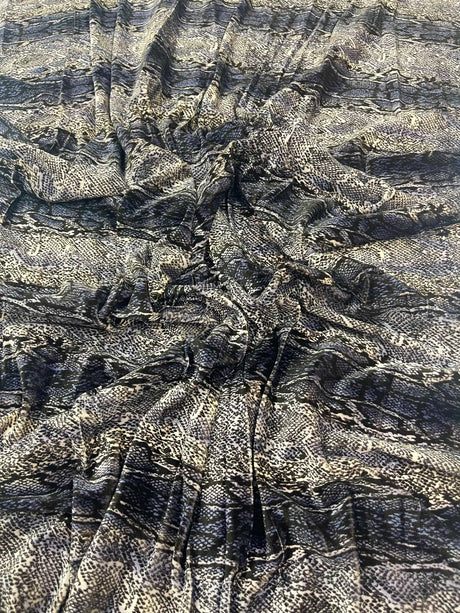 Snake Print Stretch Velvet Fabric - Brown Snake Print, 58" Width (1 Yard)
