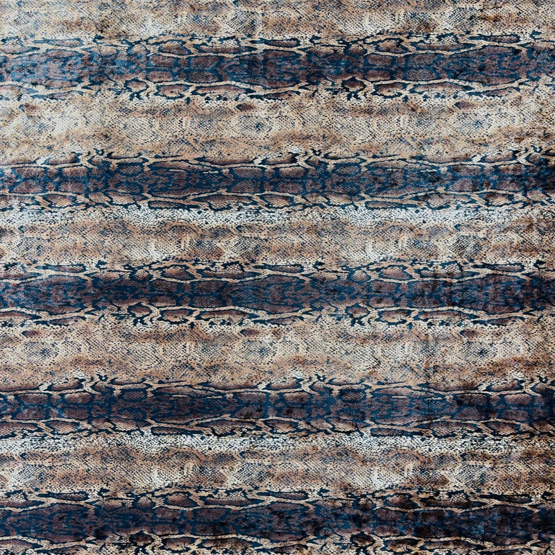 Snake Print Stretch Velvet Fabric - Brown Snake Print, 58" Width (1 Yard)