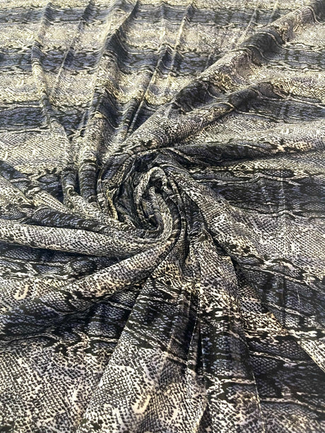 Snake Print Stretch Velvet Fabric - Brown Snake Print, 58" Width (1 Yard)