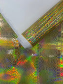 Snake Viper Holographic Embossed PVC Fabric - Iridescent Snake Pattern, 54" Width (1 Yard)