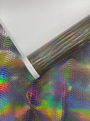 Snake Viper Holographic Embossed PVC Fabric - Iridescent Snake Pattern, 54" Width (1 Yard)