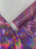 Snake Viper Holographic Embossed PVC Fabric - Iridescent Snake Pattern, 54" Width (1 Yard)