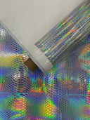 Snake Viper Holographic Embossed PVC Fabric - Iridescent Snake Pattern, 54" Width (1 Yard)