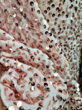 Sequin Stretch Velvet Fabric Rose Gold Pink