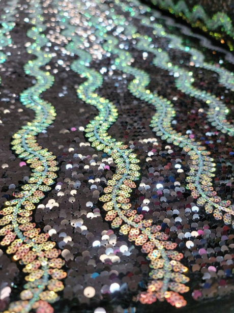 Black Sequin Stretch Velvet Fabric