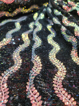 Black Sequin Stretch Velvet Fabric