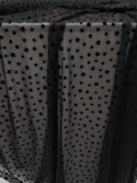 Stretch Lace Black Velvet Stars Fabric