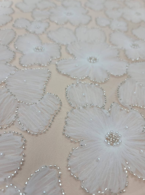 Beaded Bridal Lace Floral Tulle