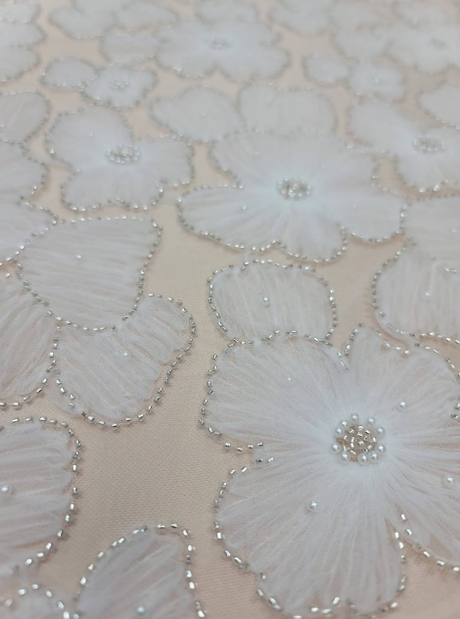 Beaded Bridal Lace Floral Tulle