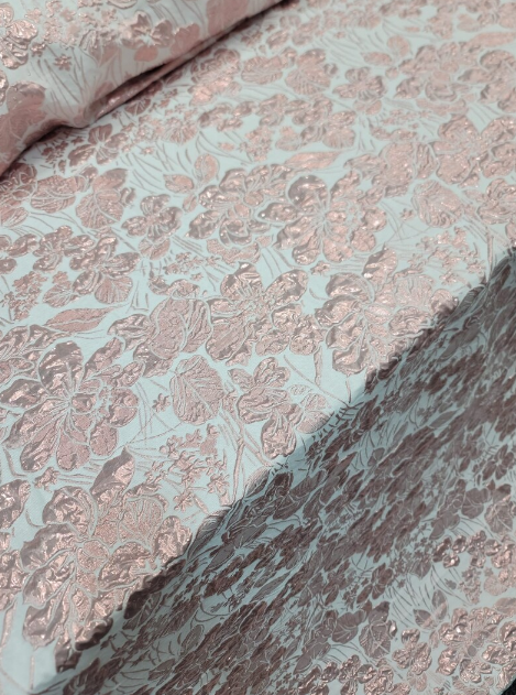 Brocade Jacquard Metallic Pink Fabric By The Yard