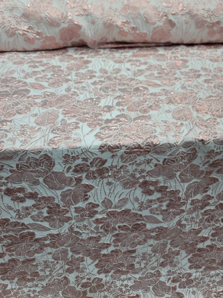 Brocade Jacquard Metallic Pink Fabric By The Yard