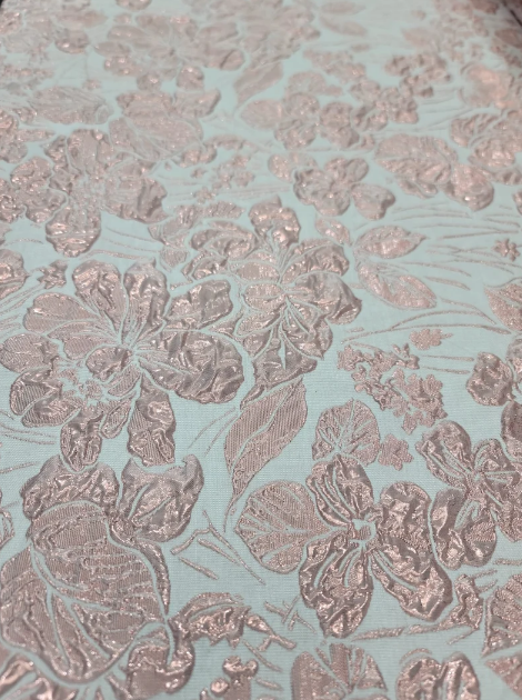 Brocade Jacquard Metallic Pink Fabric By The Yard