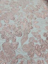 Brocade Jacquard Metallic Pink Fabric By The Yard