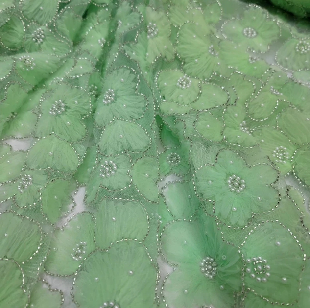 Beaded Bridal Lace Floral Tulle