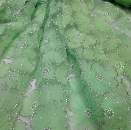 Beaded Bridal Lace Floral Tulle