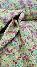 Brocade Jacquard Floral Textured Fabric Green