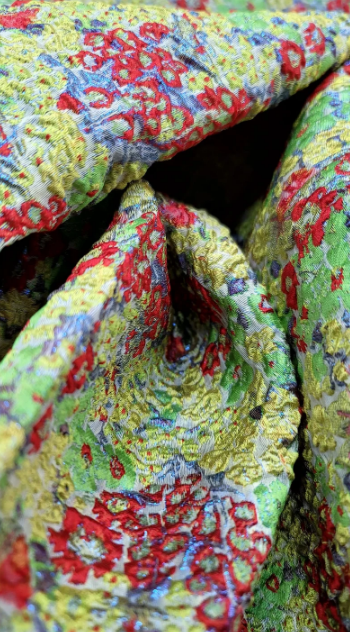 Brocade Jacquard Floral Textured Fabric Green